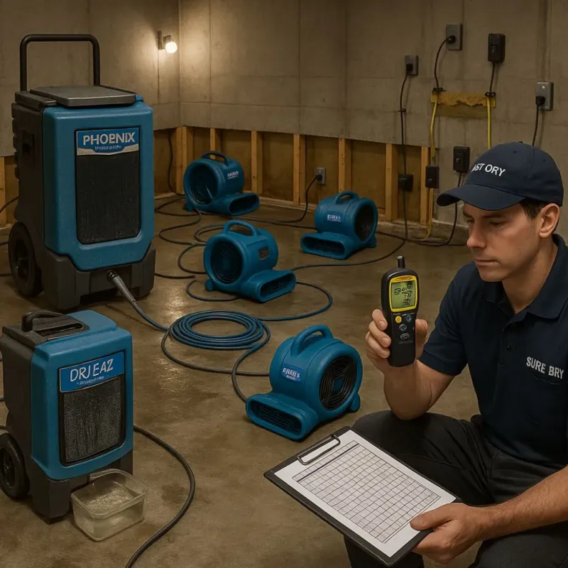 Structural Drying and Dehumidification process in Croswell, MI